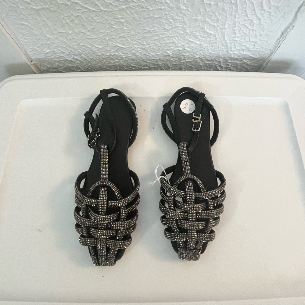 Chic Black and Silver Women's Sandals